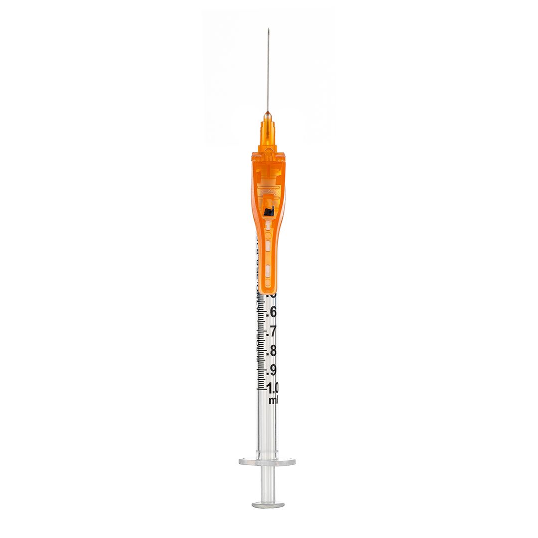BX/50 - SOL-CARE 1ml Luer Lock Syringe w/Safety Needle 25G*5/8 (needle aside)