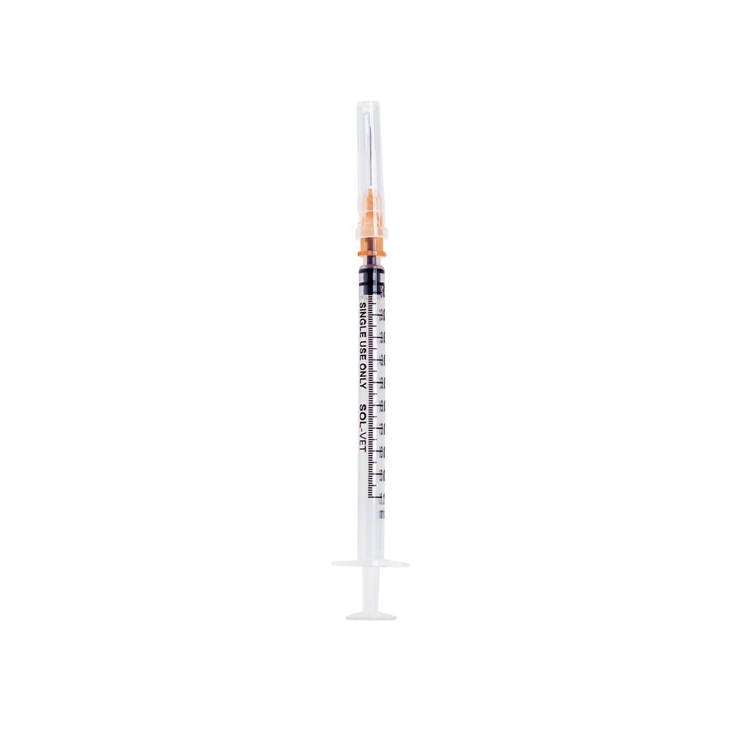 BX/50 - SOL-VET 3ml Luer Lock Syringe w/Exch Needle 22G*3/4'' (50/tray) (ANIMALS ONLY)