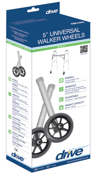 Drive Medical Universal Walker Wheels, 5", 1 Pair