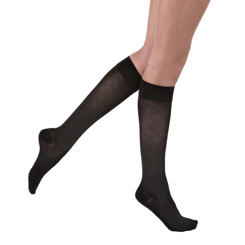 Pr/1 Jobst Ultrasheer Women, Knee High, 15-20Mmhg, Md, Black, Closed Toe. "Pattern".