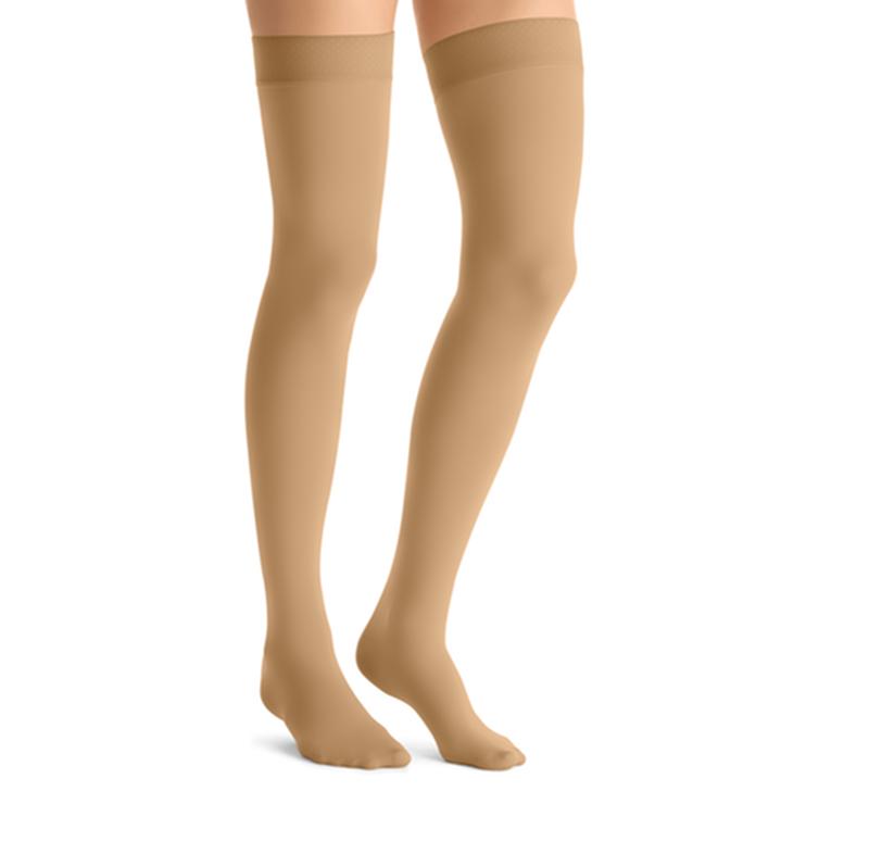 Pr/1 Jobst Opaque Women, Thigh High W/Sil Dot Band, 30-40Mmhg, Lg, Honey, Closed Toe