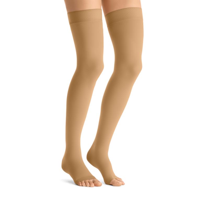 Pr/1 Jobst Opaque Women, Thigh High W/Sil Dot Band, 30-40Mmhg, Xl, Honey, Open Toe
