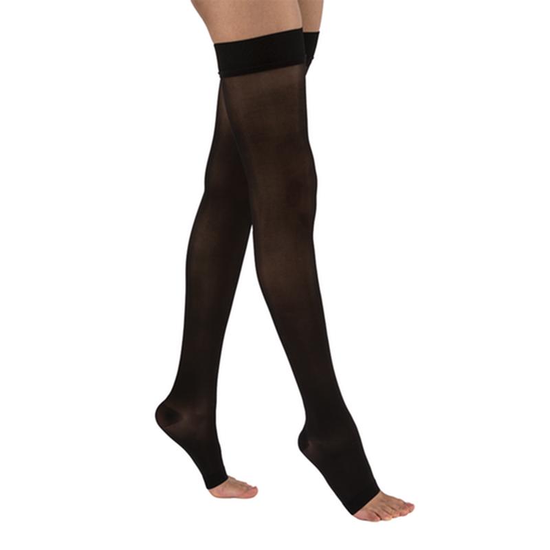 Pr/1 Jobst Ultrasheer Women, Thigh High W/Sil Dot Band, 20-30Mmhg, Xl, Classic Black, Open Toe