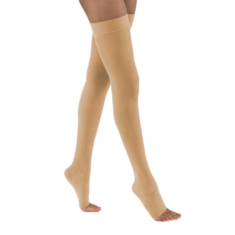 Pr/1 Jobst Ultrasheer Women, Thigh High W/Sil Dot Band, 20-30Mmhg, Lg, Honey, Open Toe