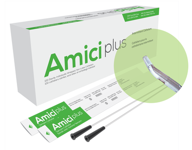 Amici Plus Tiemann Intermittent Catheter, 10-14FR, 16 in (Box of 100)
