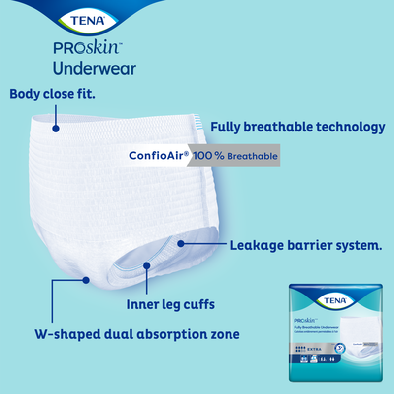 Cs/4Pkg (16/Pkg) Tena Protective Underwear Extra, Medium Size 34In-44In
