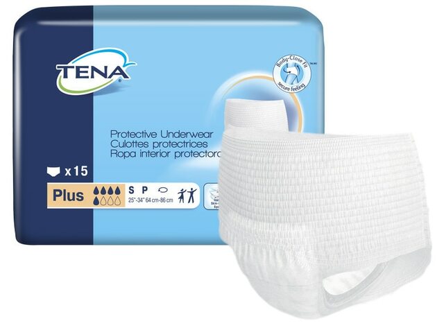 TENA Plus Protective Underwear, White, Small-2XL
