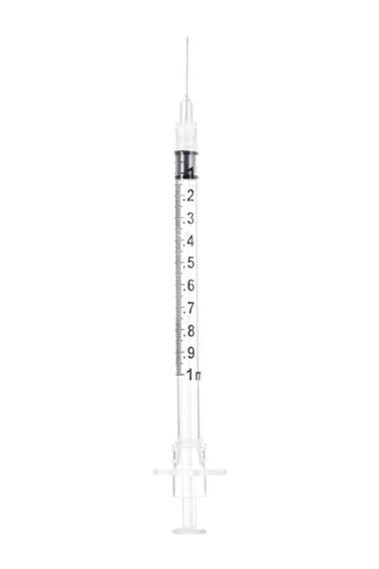 BX/100 - SOL-CARE 1ml TB Safety Syringe w/Fixed Needle 25G*5/8