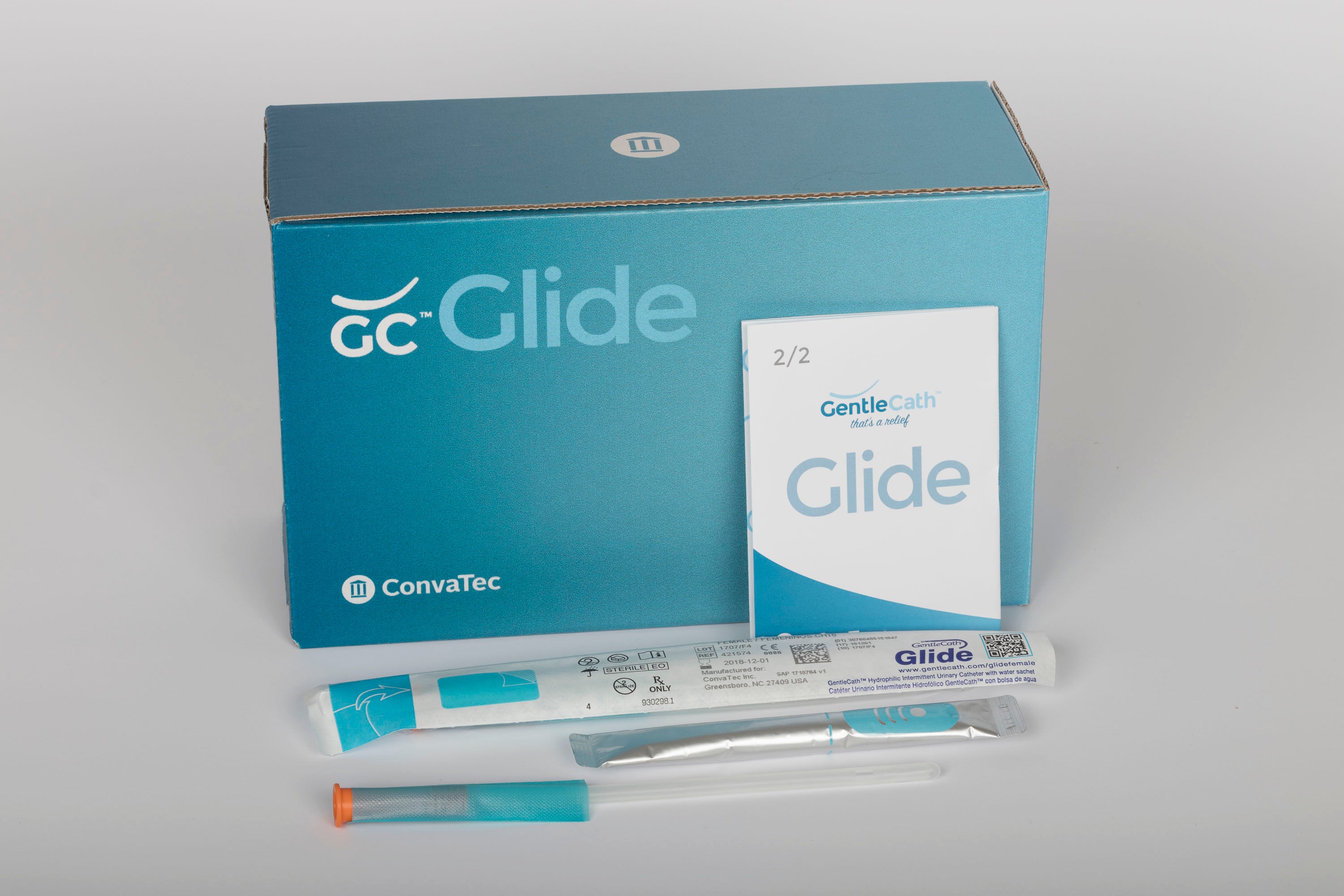 GentleCath Glide Hydrophilic Female Intermittent Catheter, 8-16FR, 8 in, Straight Tip (Box of 30)