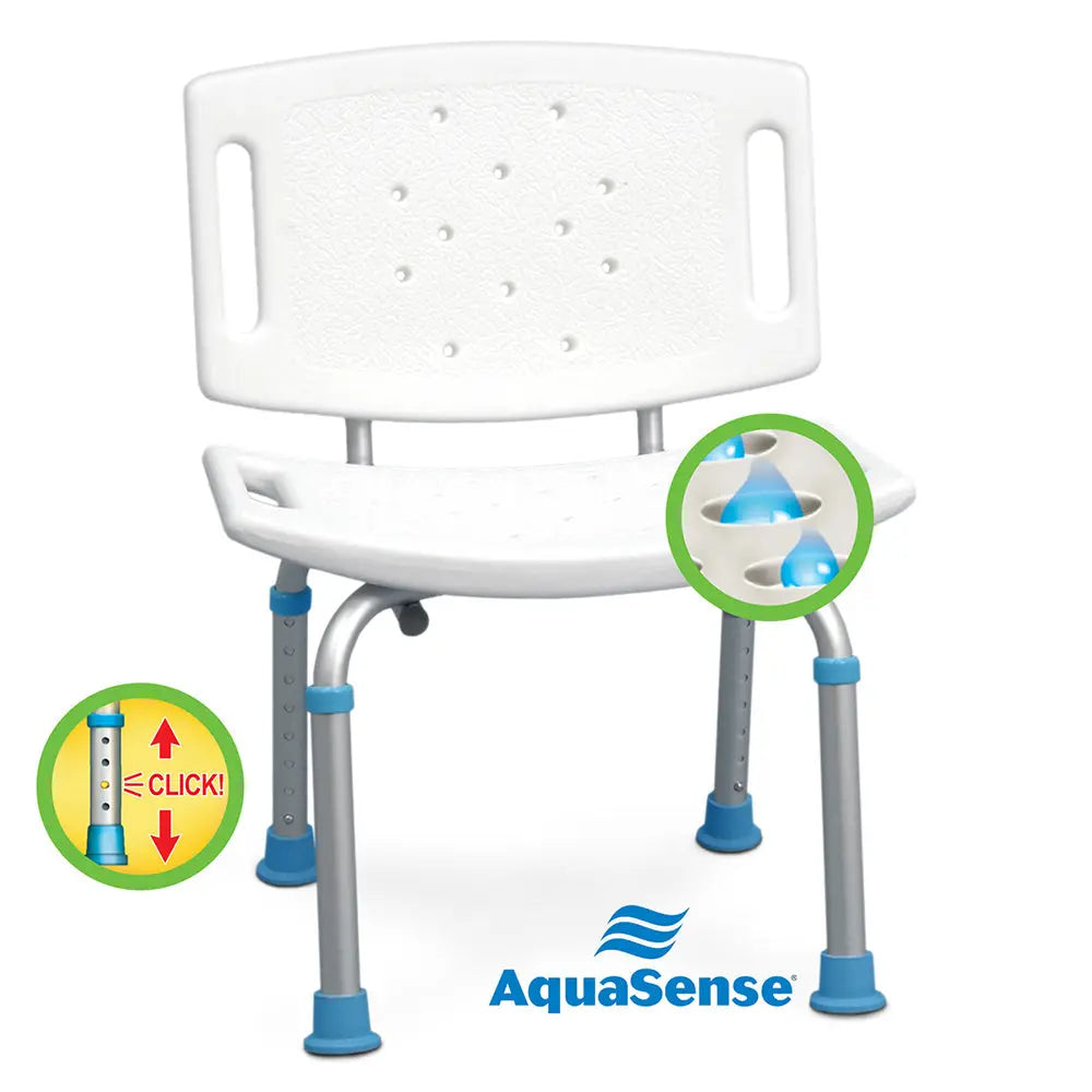 Adjustable Bath and Shower Chair with Non-Slip Seat and Backrest, White - Home Health Store Inc