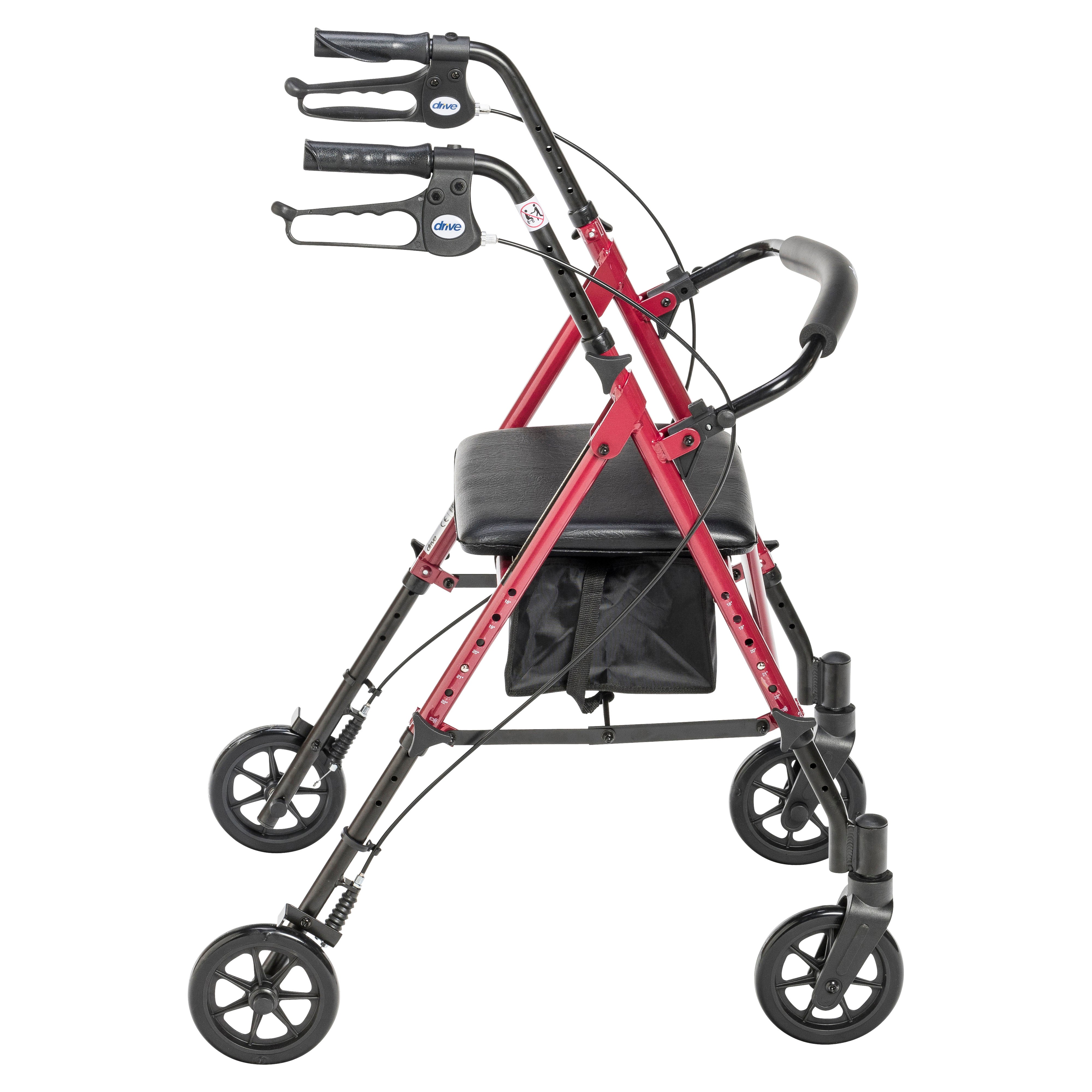 Adjustable Height Rollator Rolling Walker with 6" Wheels