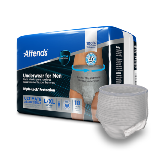 Attends Discreet Men's Underwear, Large/X-Large