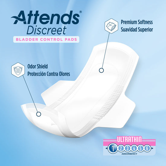 Attends Discreet Women's Ultra Thin Pads, Case of 480
