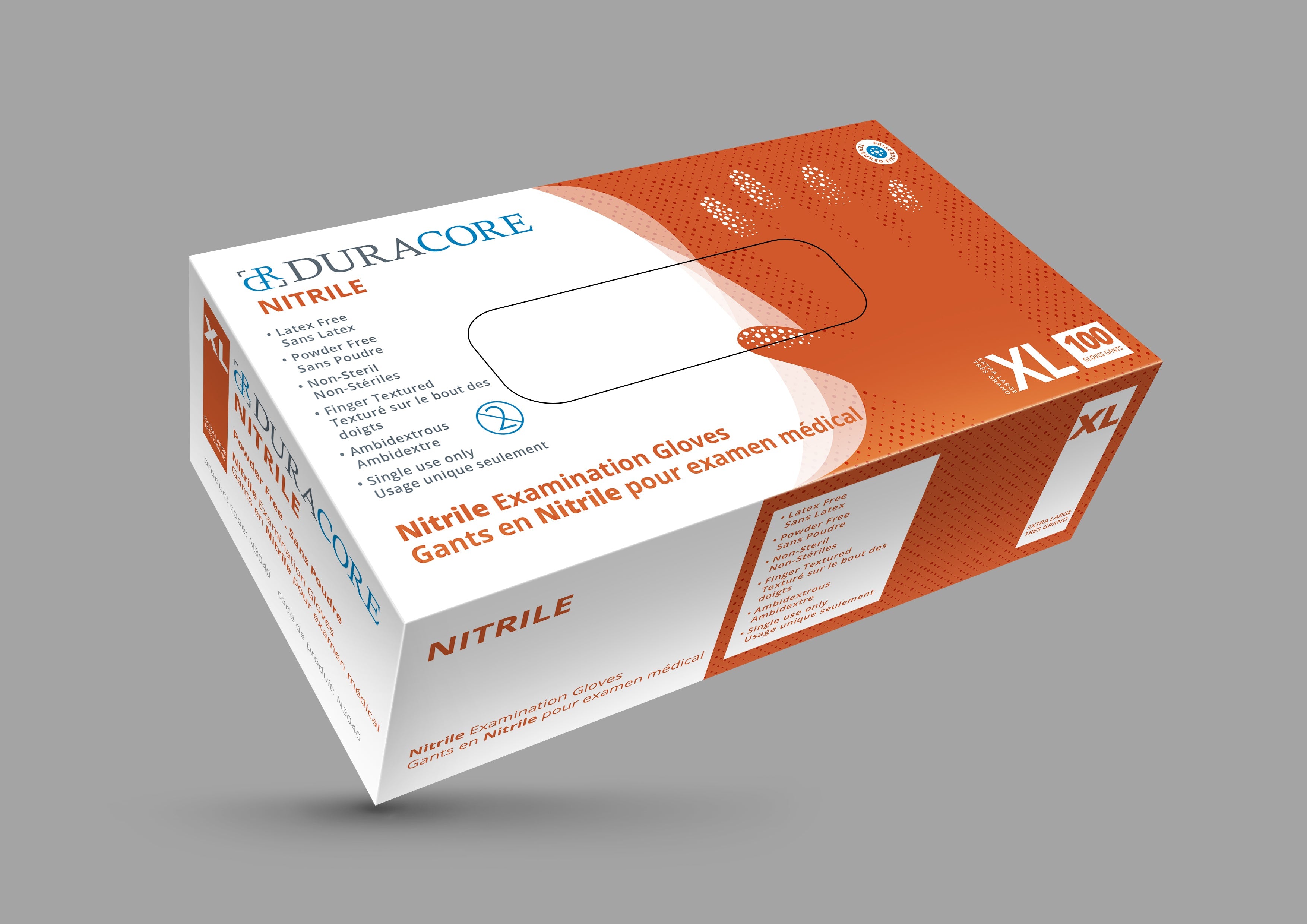 DC 3040 (CS/10) BX/100 DURACORE VINYL EXAMINATION GLOVES, NON POWDERED, X-LARGE (ALL SALES FINAL /NON RETURNABLE)