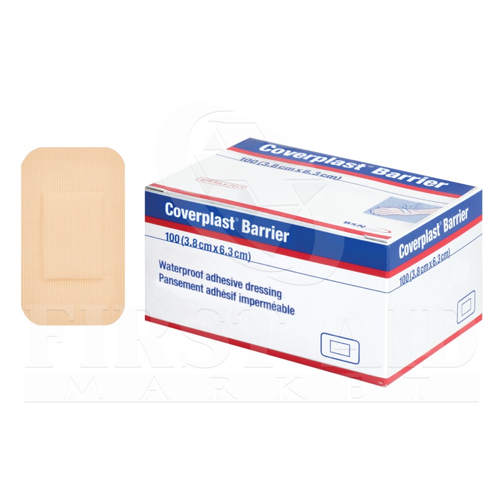 Coverplast Barrier Waterproof/Bacteria Proof Plastic Adh Dressing 6.3cm X 3.8cm - Box Of 100 - Home Health Store Inc