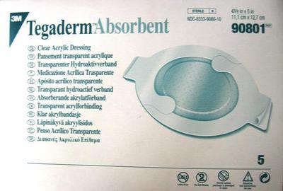 3M 90801 BX/5  TEGADERM ACRYLIC DRESSING  MEDIUM OVAL CLEAR , 4.4IN X 5.0IN (11.1CM X 12.7CM)