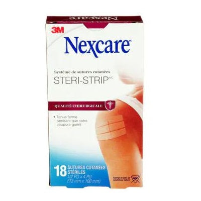 Nexcare Steri-Strip Skin Closures – 1/2" x 4", Tan, Sterile, Hypoallergenic (Box of 18)