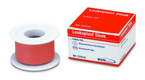 Leukoplast Sleek Latex Free Zinc Oxide Plastic Waterproof Tape 5cm X 3m, Spools - Box Of 5 - Home Health Store Inc