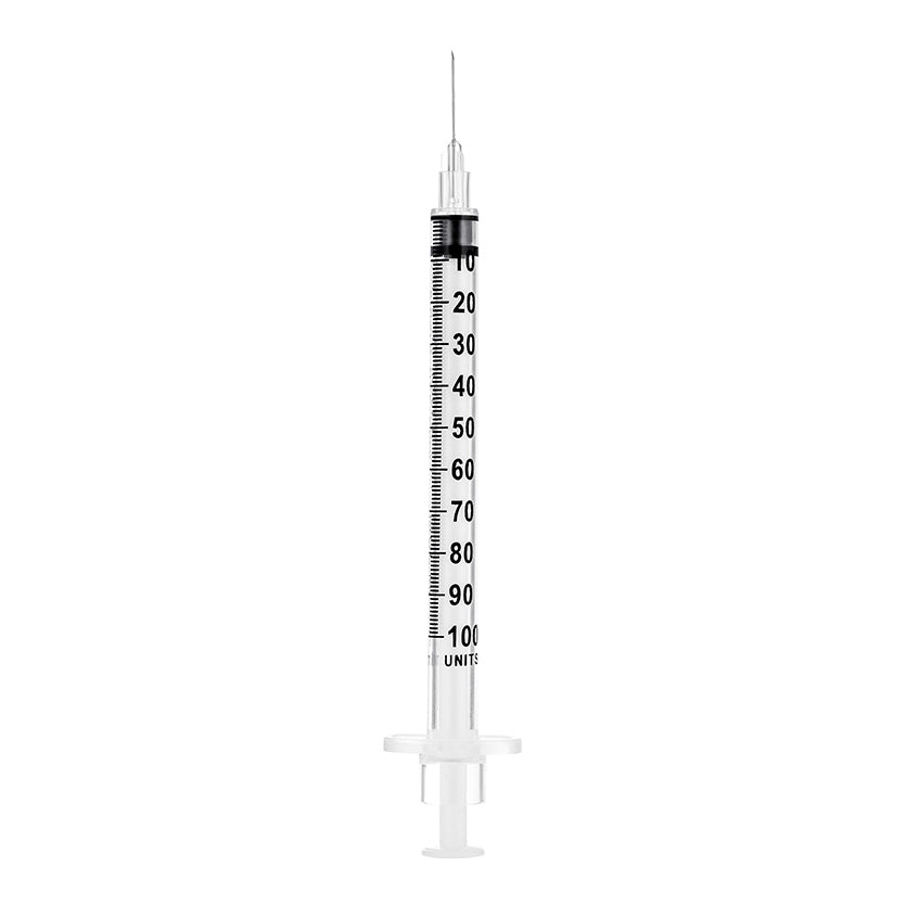 BX/100 - SOL-M 1ml Insulin Syringe w/Fixed Needle 29G*1/2 (U-100 Insulin Only)(PE Bag)