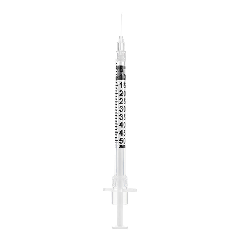 BX/100 - SOL-CARE 0.5ml Insulin Safety Syringe w/Fixed Needle 30G*8mm (U-100 Insulin Only)