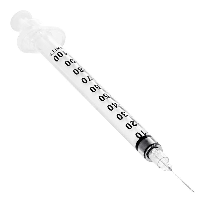 BX/100 - SOL-M 1ml Insulin Syringe w/Fixed Needle 30G*8mm (U-100 Insulin Only)(PE Bag)
