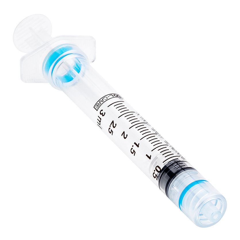 BX/100 - SOL-CARE 3ml Luer Lock Safety Syringe w/Exch Needle 22G*1 1/2