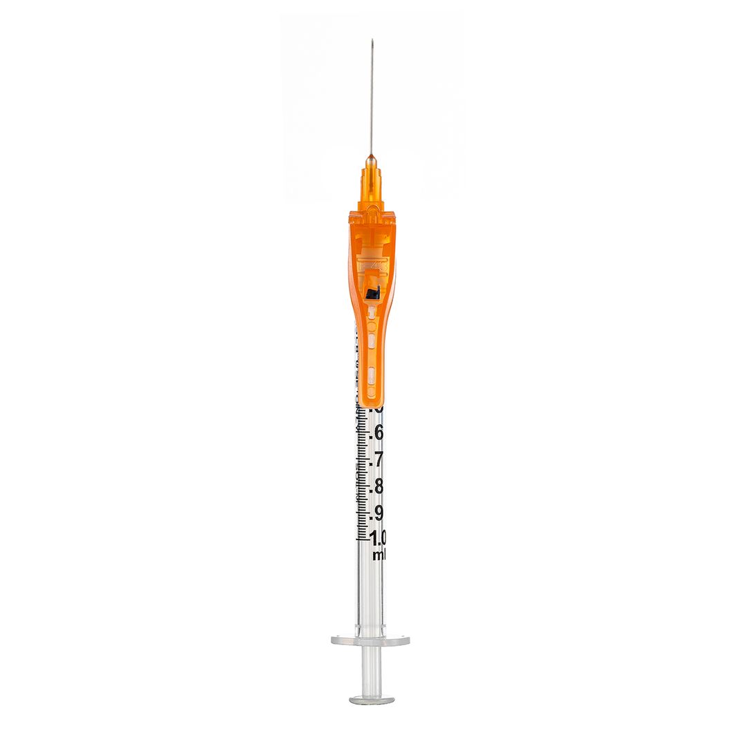 BX/50 - SOL-CARE 1ml Luer Lock Syringe w/Safety Needle 23G*1 1/2''