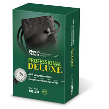 AMG 106-300 EA/1 PHYSIO LOGIC PROFESSIONAL DELUXE ADULT SPHYGMOMANOMETER COMES WITH CASE BLACK LATEX-FREE (10-16IN)   (NON RETURNABLE)