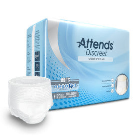 Attends Discreet Underwear, Male, S/M - 4 bags of 20
