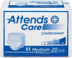 Attends Care Underwear, MEDIUM - Waist Size 34" - 44" - 4 bags of 25