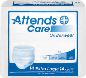Attends Care Underwear, X-LARGE - Waist Size 58" - 68" - 4 bags of 25
