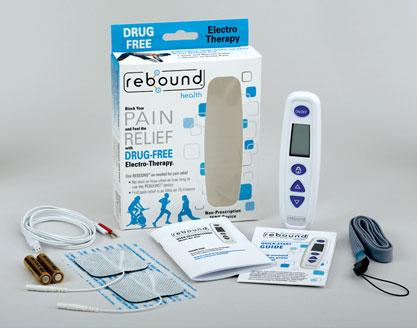 BML KBTR6 EA/1  BIOMED REBOUND OTC TENS DEVICE (BTR) W/ 2IN X 2IN SELF-ADHESIVE REUSABLE ELECTRODES (EESQ2PK), CONNECTING CABLE(L00022) & CARRYING STRAP, BATTERIES & INSTRUCTION MANUAL