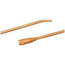 Tiemann Coudé-Tip Urethral Catheter, 12-26FR, 16 in, One-Eye, Red Rubber Latex, Sterile (Box of 12)