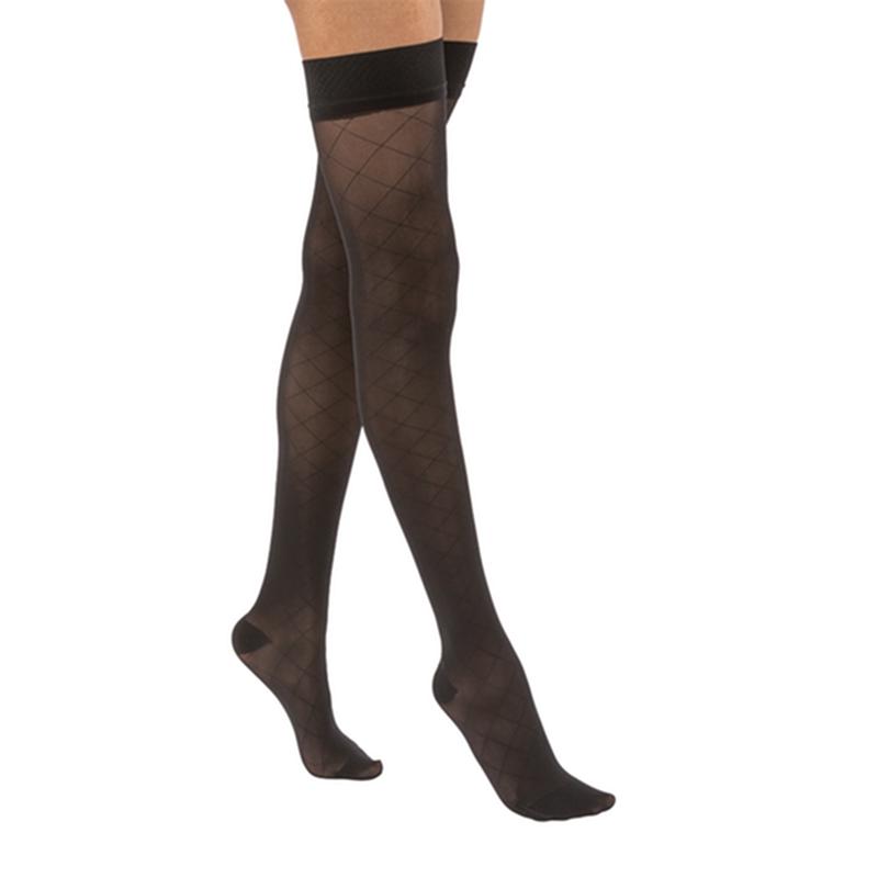 Pr/1 Jobst Ultrasheer Women, Thigh High W/Sil Dot Band, 20-30Mmhg, Xl, Classic Black, Closed Toe
