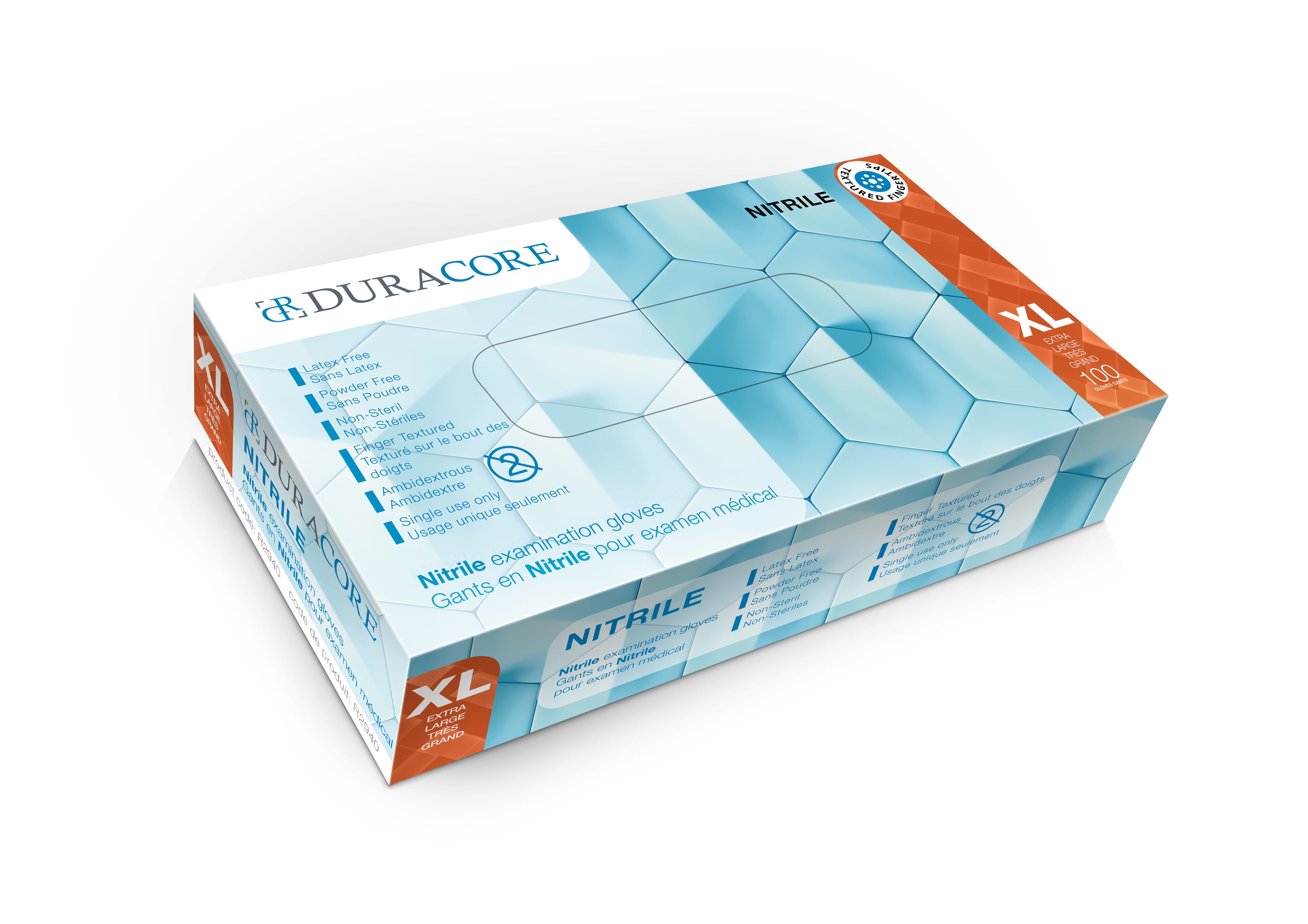 BX/100 DURACORE NITRILE EXAMINATION GLOVES, 4.2 MIL, POWDER FREE, X-LARGE (ALL SALES FINAL /NON RETU