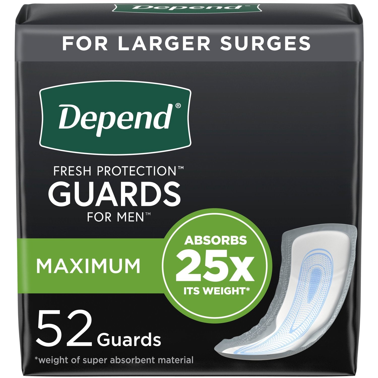 Depend Fit-Flex Maximum Guards for Men – 52 per Package