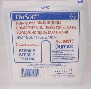Dumex Tracheotomy Drain Sponge, Non-Woven, 6-Ply, Sterile