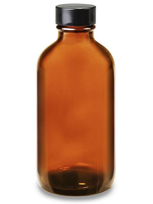 GD S-15649 CS/24  BOSTON ROUND GLASS AMBER BOTTLES, 4OZ