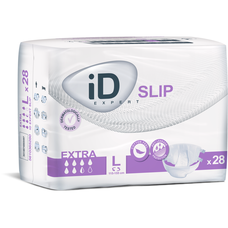 ID 5610365280 CS/4 (28/PKG) ID SLIP EXTRA DAY BRIEF (45-61"), 2850ML ABSORBENCY, LARGE