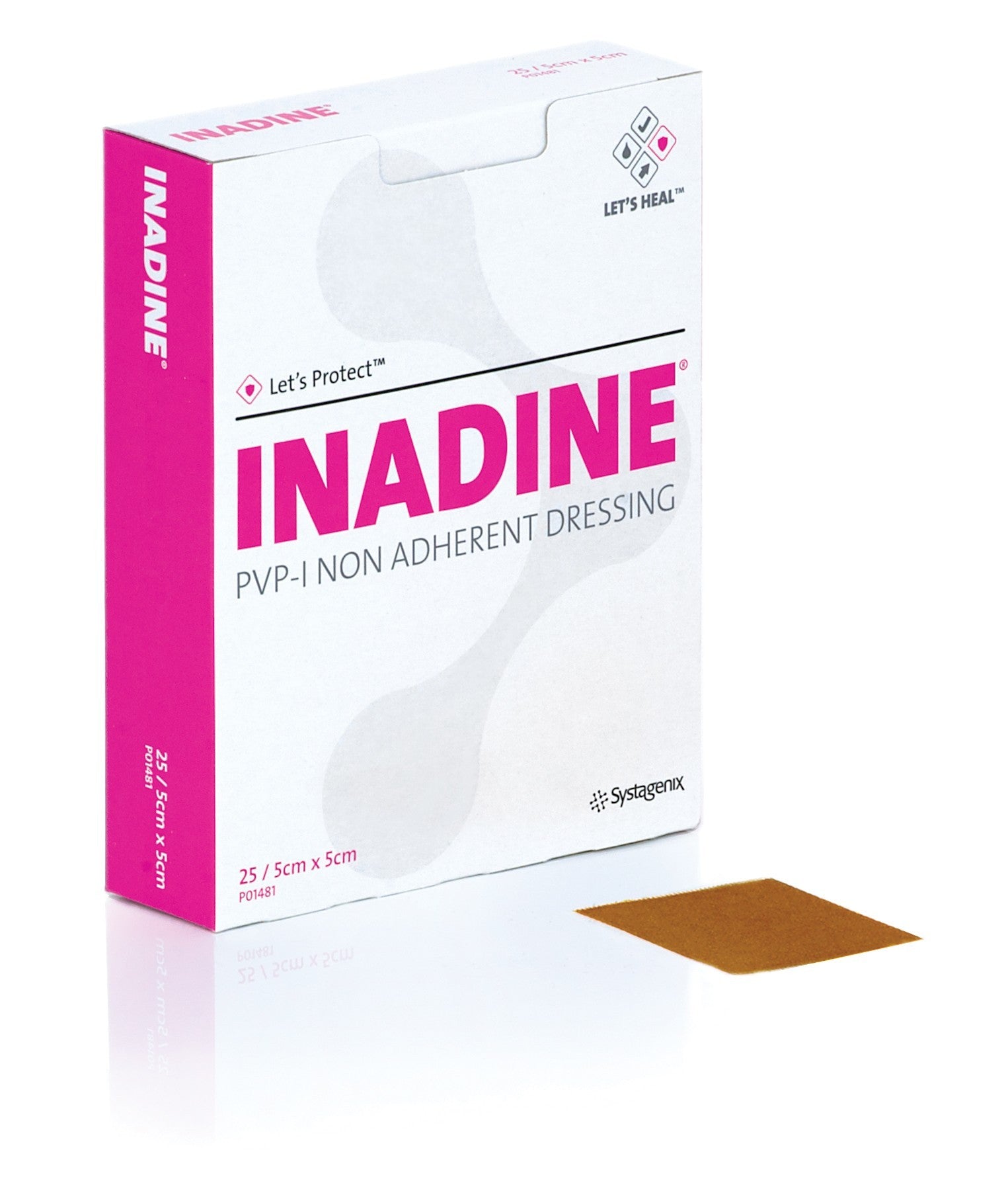 JNJ PO1481 BX/25 INADINE® PVP-I NON ADHERENT DRESSING 5CM X 5CM