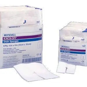 KND 7086 BX/25  KENDALL EXCILON DRAIN, TRACHEOTOMY SPONGE, 6-PLY 4X4