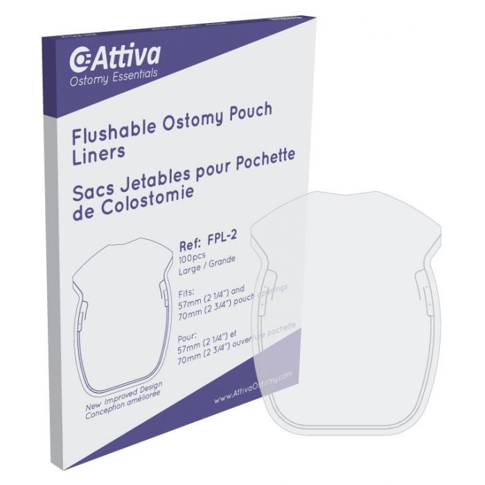 Flushable Ostomy Pouch Liners with New Improved Design - Large, Box of 100