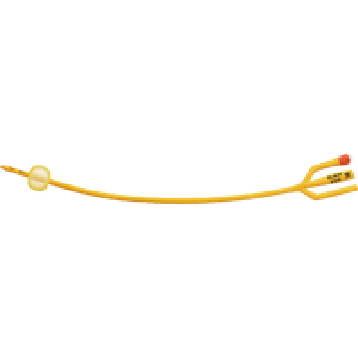 Gold 3-Way Foley Catheter – 16 Fr, 16 in, 5 cc, Silicone-Coated Latex, Sterile (Box of 10)