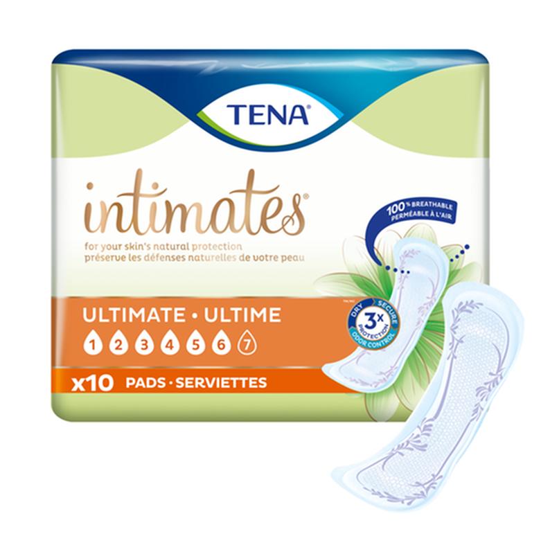 TENA Intimates Ultimate Pads with Adhesive Strip – Triple Protection 16", 40 per Case