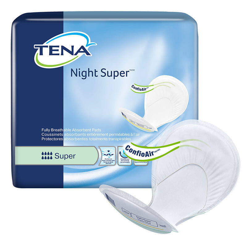 TENA Night Super Pads with Wetness Indicator – Green, 24 per Pack (Case of 2 Packs)