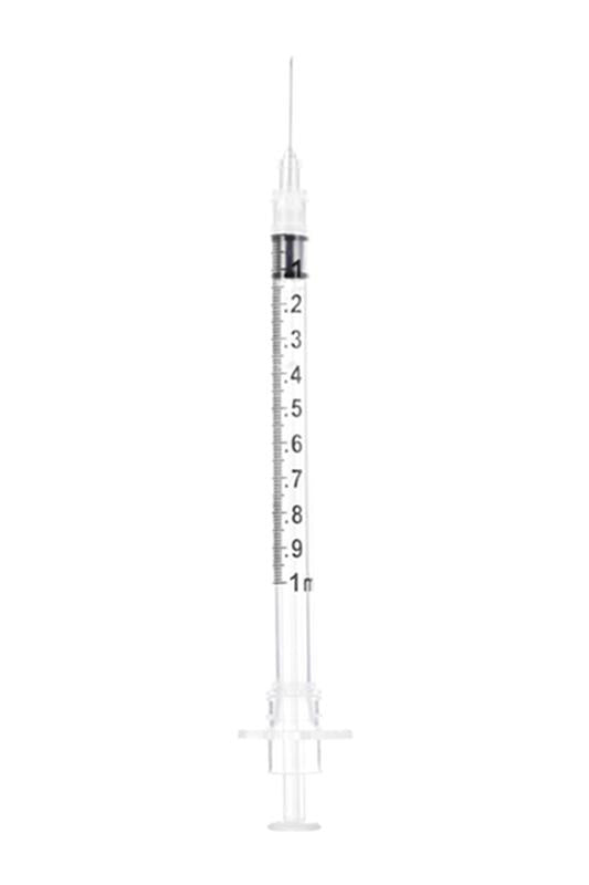BX/100 - SOL-CARE 1ml TB Safety Syringe w/Fixed Needle 25G*5/8