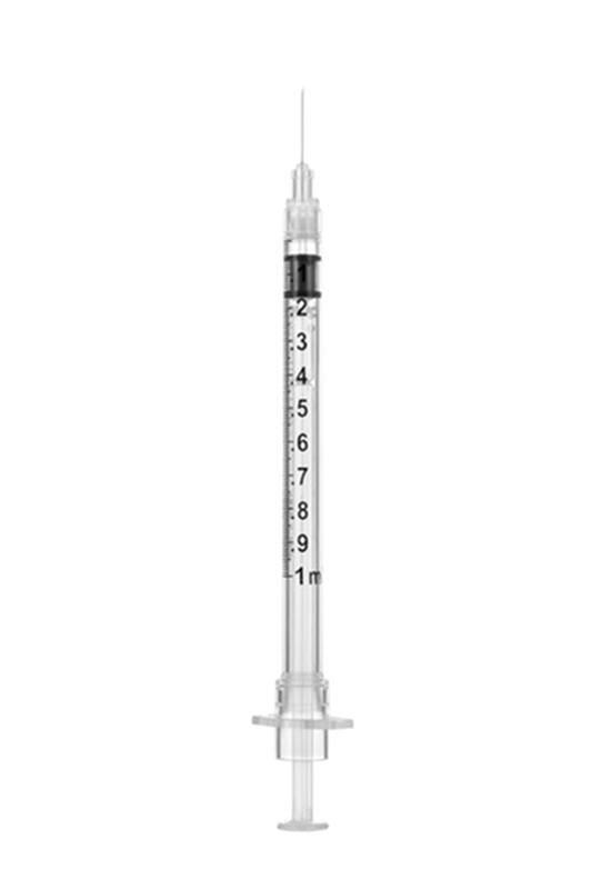 BX/100 - SOL-CARE 1ml TB Safety Syringe w/Fixed Needle 28G*1/2