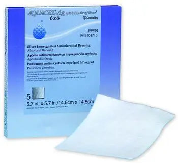 SQU 403708 BX/10 AQUACEL AG HYDROFIBER WOUND DRESSING W/ SILVER, STERILE, 9.5CM X 9.5CM (4IN X 4IN)