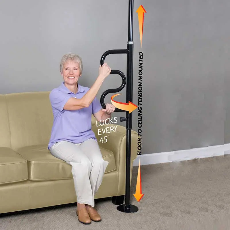 STD 1100B EA/1 STANDERS SECURITY POLE AND CURVED GRAB BAR, BLACK (NON-RETURNABLE)