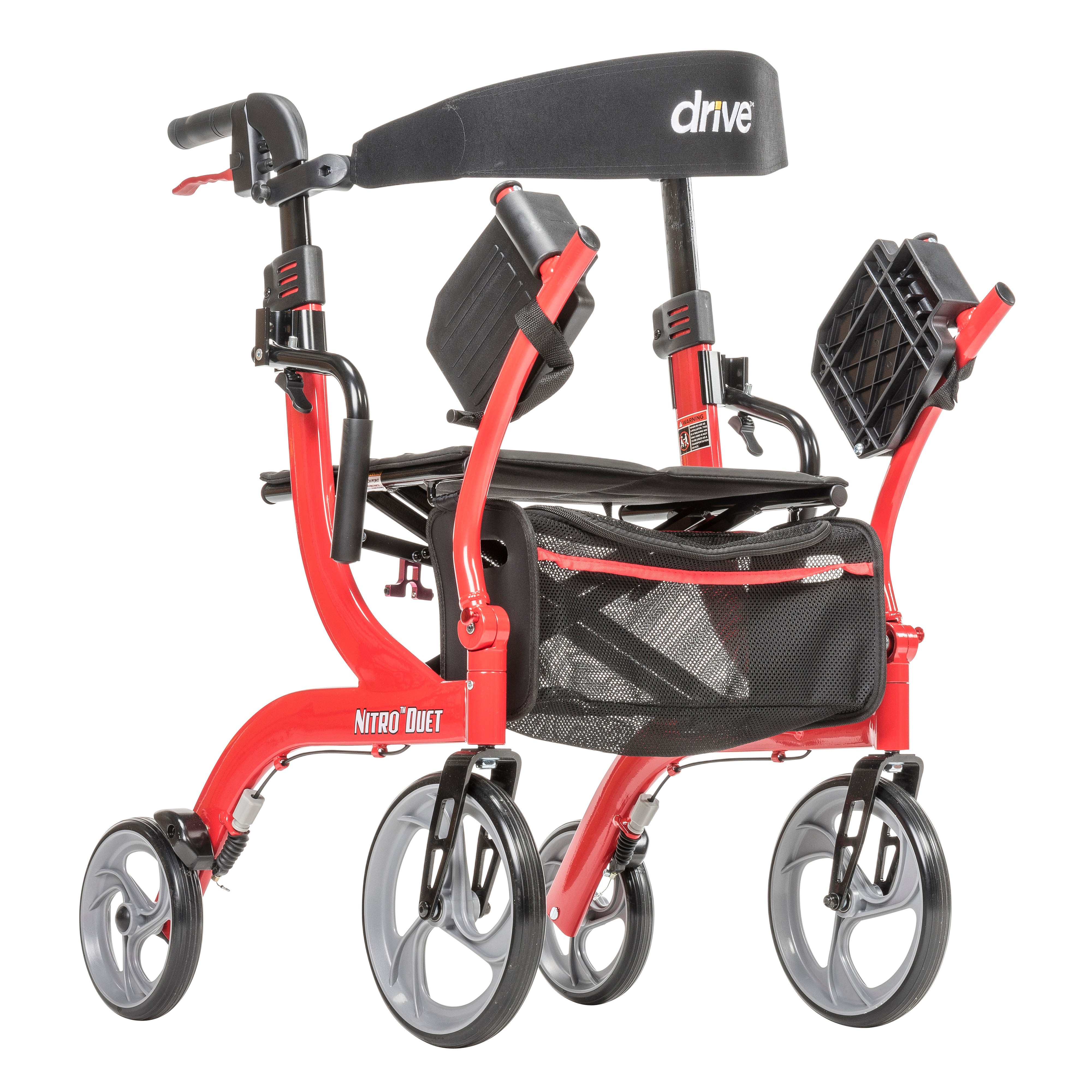 Nitro Duet Dual Function Transport Wheelchair and Rollator Rolling Walker
